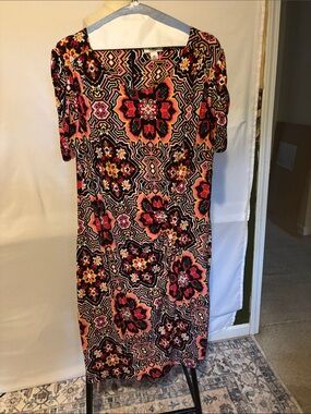 Cato Geo Floral Midi Dress - Pink, Black, Yellow